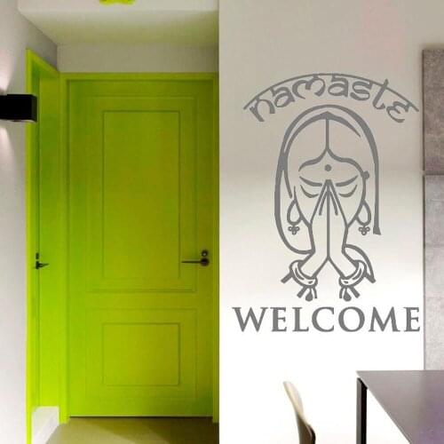 Namaste Wall Decal Welcome Home Quote Vinyl Stickers Nama Greeting Words Murals Living Room Yoga Studio Decoration G997