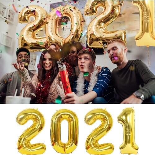 16 32 40inch Happy New Year Eve Christmas 2021 Number Foil Balloon Party Decoration Rose Gold Silver Helium Balloon Supplies