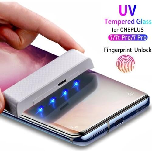 Full Glue UV Liquid Tempered Glass For Oneplus 7T Pro UV Full Liquid Glue Screen Protector For Oneplus 7 Pro 1+7 T Pro 1+7 Glass