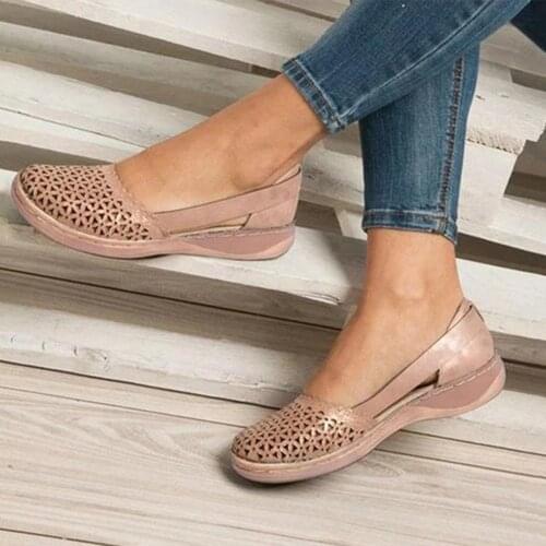 Summer Women Wedges Orthopedic Sandals Office Shoes Woman Hollow Out Vintage Shoes Slip On Casual Sewing Ladies Bunion Drop Ship