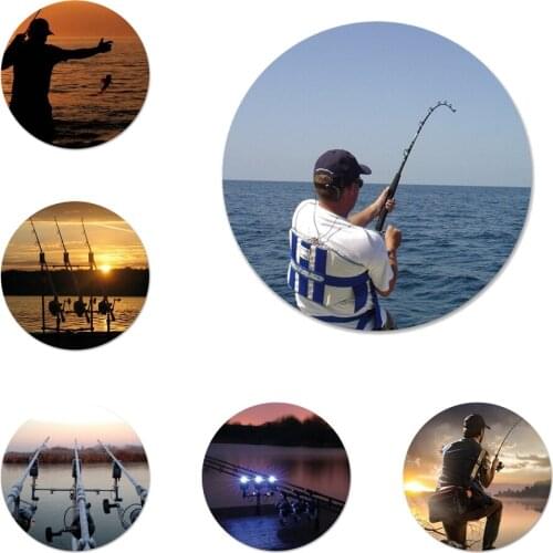 58mm CARP FISHING CARP RODS Icons Pins Badge Decoration Brooches Metal Badges For Clothes Backpack Decoration