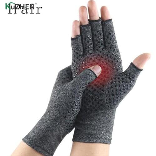 1 Pair Cotton Elastic Hand Arthritis Joint Pain Relief Gloves Therapy Open Fingers Compression Gloves for Women Men