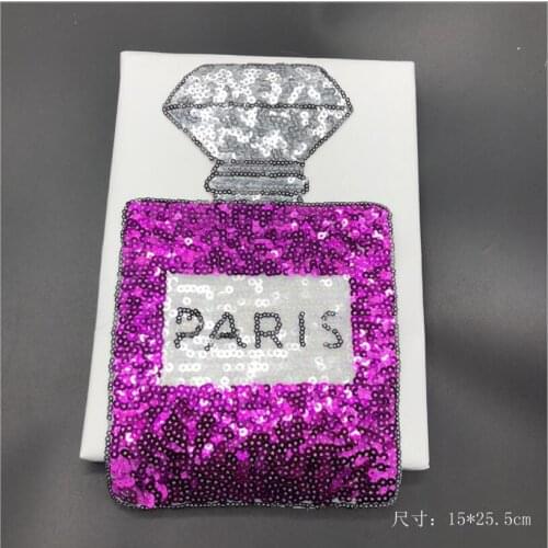 1 Piece Diamante Bling Patches Perfume Bottle For Men Women Clothes Iron-on Embroidered Patch Motif Applique Sticker DIY Making