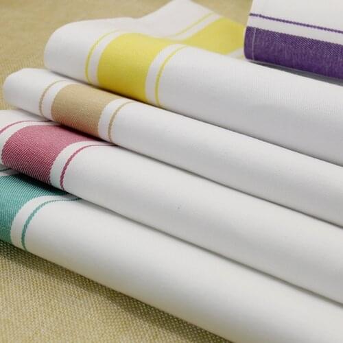 10PCS Restaurant Napkin Cotton Cloth Table Napkins Strip Printed Pocket Handkerchief Wedding Party Table Decoration White Napkin
