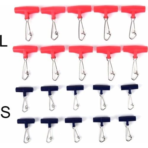 10PCS/set Plastic Head Fishing Sinker Slip Clip Clear Swivel With Hooked Snap Fishing Weight Slide For Braid Fishing Line