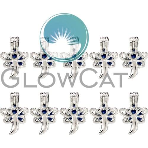 10X K930 Insect Dragonfly Beads Cage Locket Pendant Essential Oil Diffuser Stone Pearl Cage