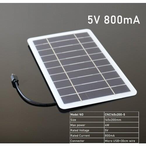 5V 1.65W 4W Solar Panel Output USB Solar Battery Charger USB Female Port Charge Regulators Solar Cell 3.7V 18650