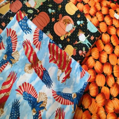 50x110cm Thanksgiving pumpkin eagle Plain 100% Cotton Fabric DIY sewing Tissue Telas Patchwork Textile Tilda Doll craft