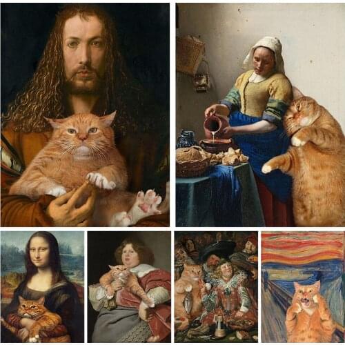 5D DIY Diamond Painting "Ubiquitous Big Orange Cat" Three-dimensional Exquisite Handmade Decorative Painting with Rhinestones