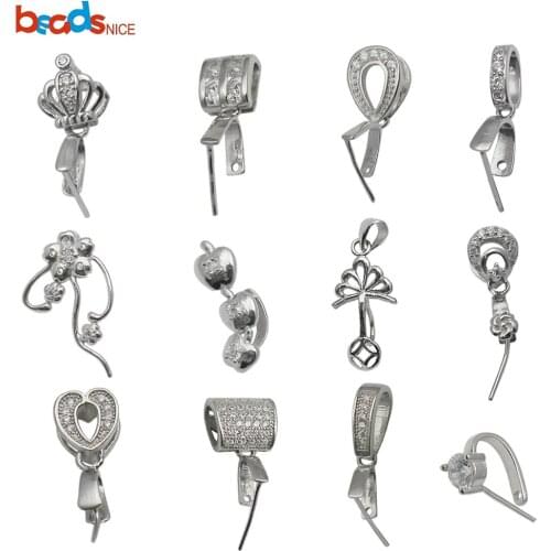 Beadsnice 925 Sterling Silver Pinch Bails Pendant Bails Clasp for DIY Jewelry Making Pinch Bail Clasp ID34622