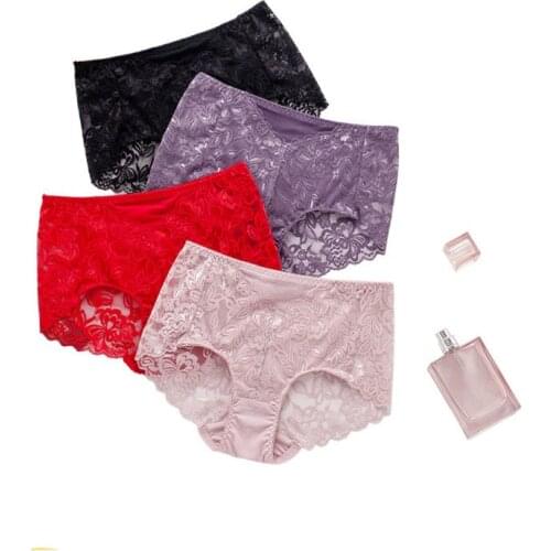 Birdsky, 3pcs Women briefs panties underwear, 100% natural mulberry silk, sexy lace, low waist, quick dry, 5 solid colors. OR-24
