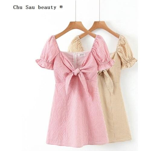 Летние платья в клетку Chu Sau beauty China At AliExpress