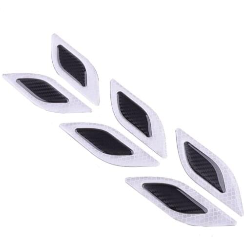 CITALL 6Pcs White Carbon Fiber Texture Safety Reflective Tape Bumper Warning Mark Car Stickers Accessory