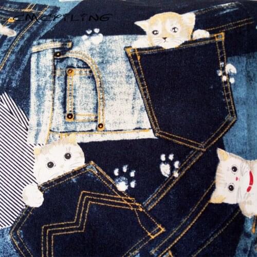 CMCYILING Printed Cotton Canvas Fabric Cartoon Cat Cloth For Sewing Sofa Tablecloth Bag Doll Curtains Home Decoration 50*150cm