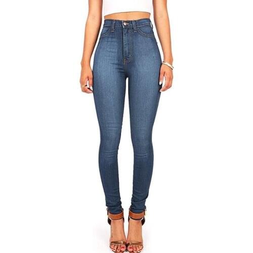 Plus Size Jeans New Womens High Waist Skinny Jeans Denim Pencil Pants Womens Slim Sexy High Elastic Womens Pants Bottoms Q85