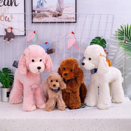 30-50cm 4 Colors New Poodle Stuffed Animal Toy Lifelike Dog Plush Toy Cute Puppy Doll Valentines Birthday Gift Sleeping Baby