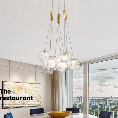 Kobuc Romantic Gypsophila Ceiling Hanging Pendant Light 3/5/9/15 Bubble LED Pendant Lamp for Dining room Living room Decor 220V
