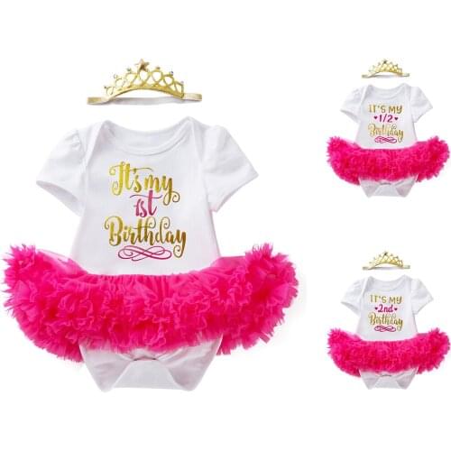 0-24 Months Birthday Lolita Newborn Infant Toddler Baby Girls Short Sleeve Romper Dress Suit-Princess Lovely Kids Clothes