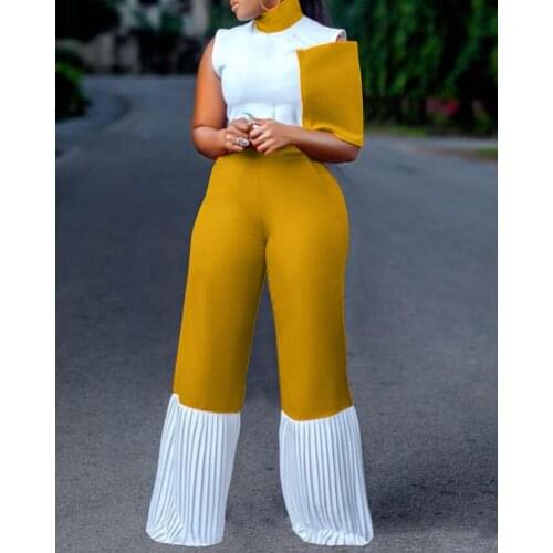 Overalls For Women Jumpsuits Female 2021 Summer Fashion Femme Wide Leg Trousers Rompers Stitching Plus Size 3XL Womens Clothing