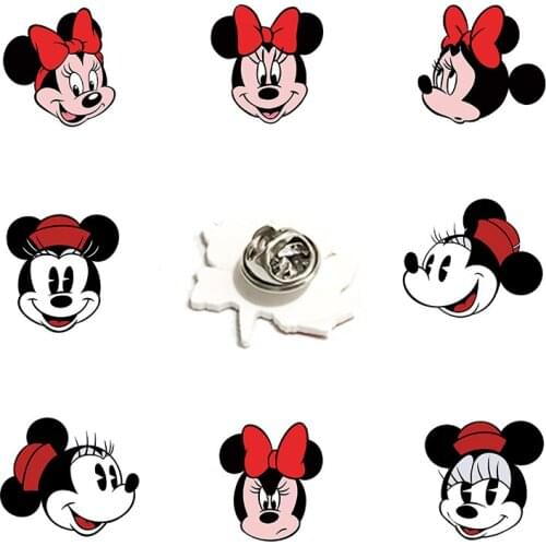 Disney Red Bow Of Mickey Minnie Avatar Lapel Pin Pink Girl Resin Cartoon Pin Backpack Hat Bag Lapel Men Women Fashion Jewelry