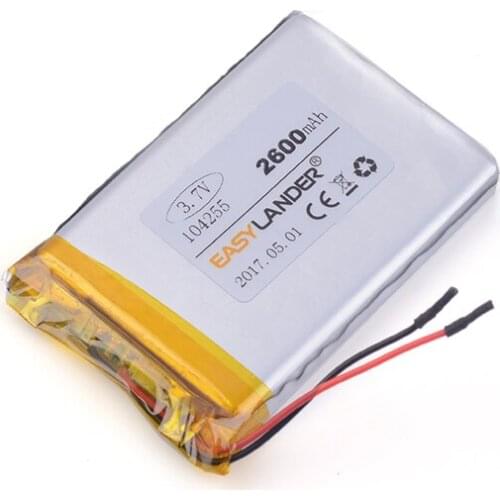 Lithium ion rechargable battery 104255 2600mAh for mobile power supply tablet GPS navigator MP3 MP4 Speaker DIY Game playmer