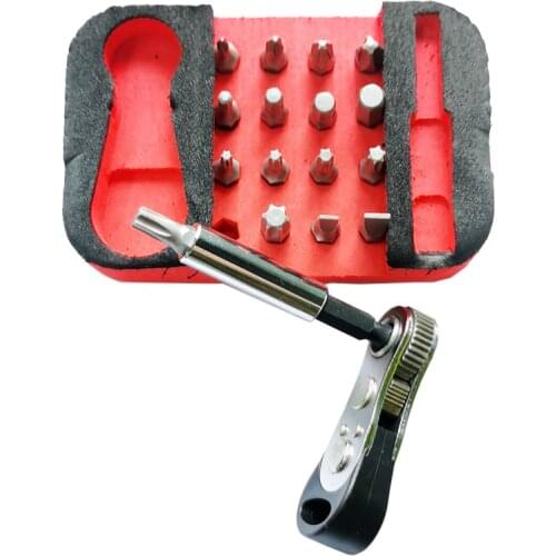 18Pcs Mini Ratchet Wrench Kit,Multi Tool Ratcheting Screwdriver Multifunction Hex Screwdriver Bit Set for Bike Maintance