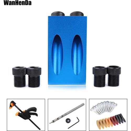Woodworking Pocket Hole Jig Kit 6/8/10mm Angle Drill Guide Set Hole Puncher Locator Jig Drill Bit Set For DIY Carpentry Tools