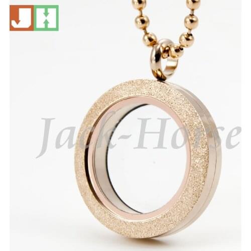 Newest 25mm 30mm stainless steel round locket rose gold parkle locket glass floating locket