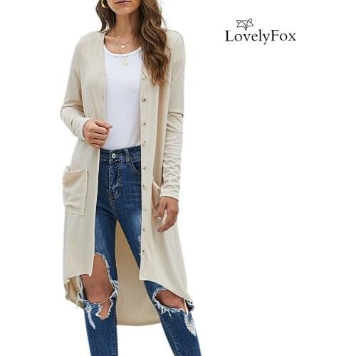 2020 New Wrap Turtleneck Sweater Autumn Women Lady Selected Button Down Pocketed Low Cardigan Sleeve Cardigan with Stitch Detail