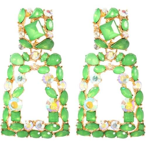 New statement color crystal drop earrings high quality rhinestone metal jewelry fashion accessories for women