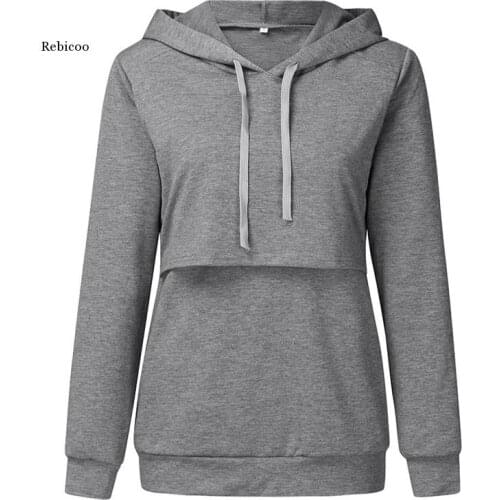 Maternity Clothings Maternity Long Sleeve Hooded Nursing Tops Breastfeeding Pullover Sweatshirt Sweatshirt For Feeding