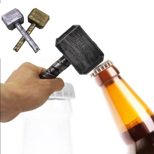Bottler Opener Beer Multifunction Hammer Of Thor Shaped Beer Bottle Opener With Long Handle Silver Openers Kitchen Accessories