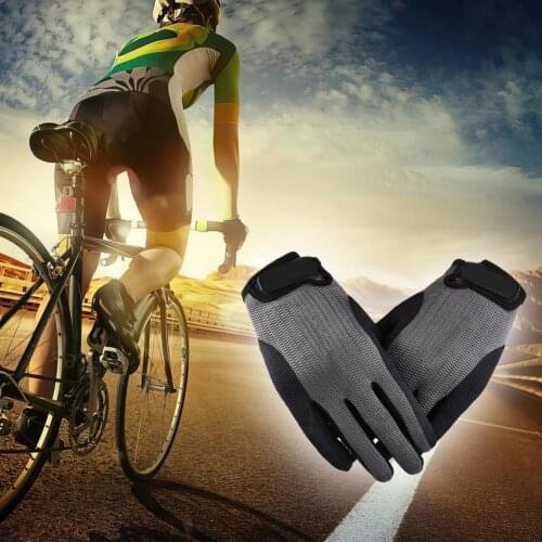 1 Pair Full Finger Gloves Breathable Antiskid Ice Silk Mesh Men Cycling Fitness Climbing Outdoor Training Sport Gloves for Gym