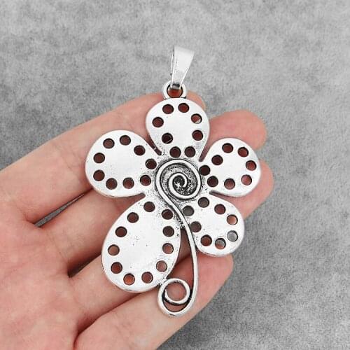 3PCS Large Flower Spiral Vortex Porous Charms Pendants for Necklace Making Jewelry Findings 71x55mm
