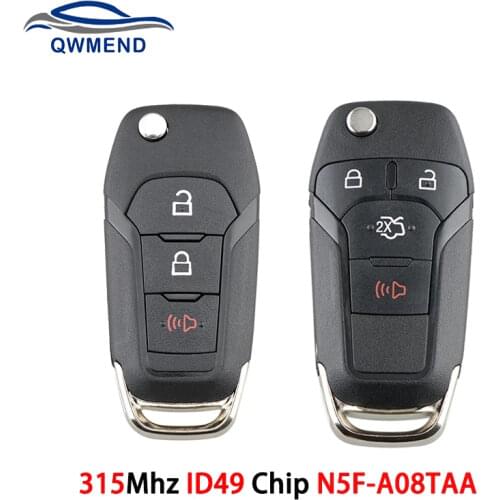 BHKEY N5F-A08TAA for Ford Key Flip Remote Key Keyless Entry Fob for Ford Fusion 2013-2015 315Mhz ID49 Chip Smart Car Key