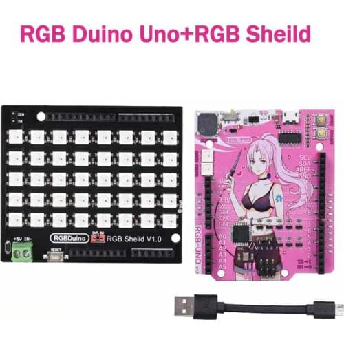 RGBDuino UNO V1.1/V1.2 Demooard + RGB Sheild LED Panel ATmega328P Chip CH340C VS Arduino UNO R3 For mega 2560 Raspberry Pi 4/Pi3
