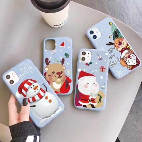 Christmas Case For iPhone 11 Pro 13 12 Mini Pro Max 7 8 6 6S Plus 5 5S SE 2020 Cartoon Deer Case For iPhone XR X XS Max TPU Capa