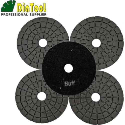 DIATOOL 5pcs Black Buff Professional polishing pads resin bond Diamond sanding disc for granite marble ceramic Premium quality
