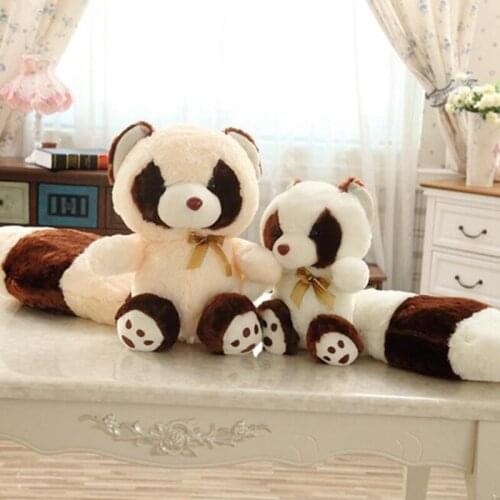 Cute Long Tail Plush Toy Raccoon Kid Playmate Soft Animal Stuffed Doll Sofa Pillow Back Cushion Baby Cartoon Pillow Girl Gifts
