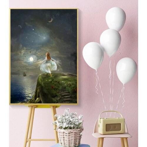 Fairy Tale Girls Angels And Animal Posters Canvas Art Painting Wall Art Nursery Decorative Picture Nordic Style Kids Decor