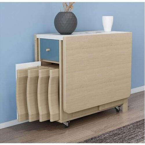 Functional storage folding dining table and chair combination simple Nordic small family dining table
