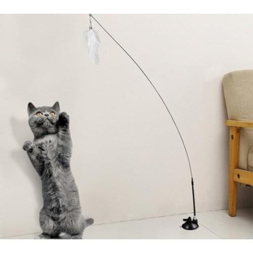 Boredom Relieving Harmless Cats Feather Teaser with Sucker Cats Supplies
