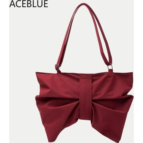 ACEBLUE Bag Female Fashion Bowknot Shape Shoulder Bags for Women Small Cute Crossbody Bag Nylon Handbag Totes Underarm Bag Pack