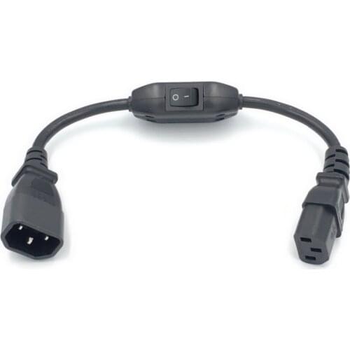 Black 0.3M PVC Copper IEC320 C13 to C14 extension cord 10A independent control switch chassis cabinet PDU/UPS server power cable