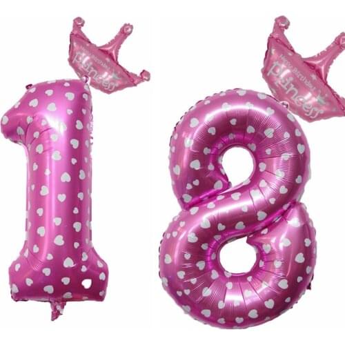 32 Inch Blue Pink Number Foil Balloons 1 2 3 4 5 6 7 8 9 Years with Crown Kids Happy Birthday Party Decorations Ballon