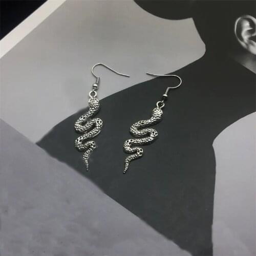 Hanging earrings for women, antique, silver color, king, snake, pendant, hanging earrings for women