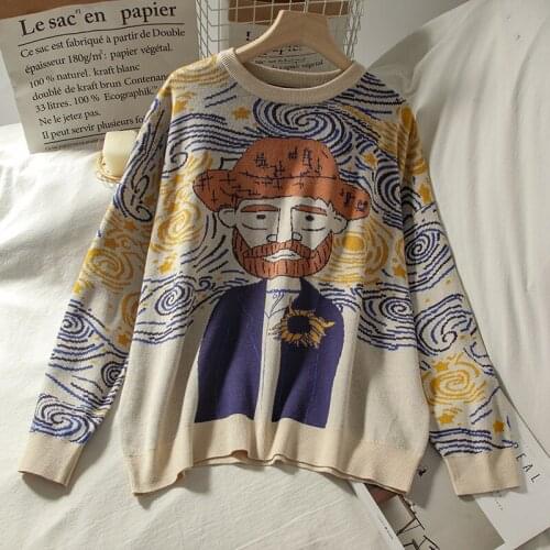 Harajuku Cartoon Women Sweaters Vintage O Neck Long Sleeve Female Pullovers 2021 Autumn New Chic Streetwear