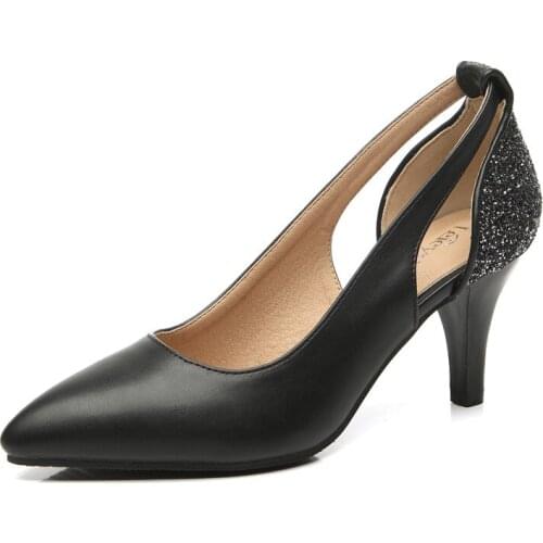 2018 single Work Shoes Female Black Shallow Mouth Professional Shoes With Pointed High-heeled Women Shoes