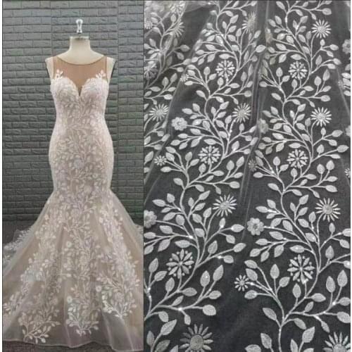 Scoop Neck Lace Mermaid Wedding Dresses Ivory Champagne Elegant Bridal Dress Customized Robe de mariee