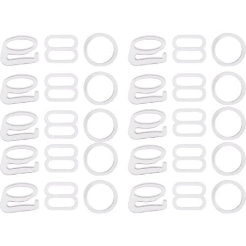 10 Sets Nylon Bra Lingerie Strap Clip Bar Rings Sliders Adjusters Hook Slider O Ring Buckle Bikini Fasteners